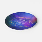 Paarse Nebula Celestial Art Geometric Gold Wedding Papieren Bordje (Gekanteld)