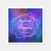 Paarse Nebula Celestial Art Geometric Gold Wedding Servet (Voorkant)