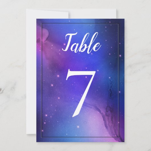 Paarse Nebula Celestial Art Wedding Table Number Kaart (Voorkant)