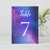 Paarse Nebula Celestial Art Wedding Table Number Kaart (Staand voorkant)
