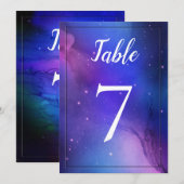 Paarse Nebula Celestial Art Wedding Table Number Kaart (Voorkant / Achterkant)