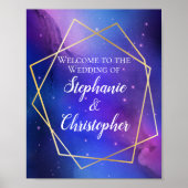 Paarse Nebula Celestial Geometric Gold Welkom Poster (Voorkant)