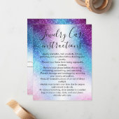 Paarse Nebula Galaxy Glitter Sieraden Care Kaart Notitiekaartje (Voorkant / Achterkant in situ)