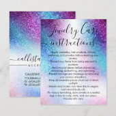 Paarse Nebula Galaxy Glitter Sieraden Care Kaart Notitiekaartje (Voorkant / Achterkant)