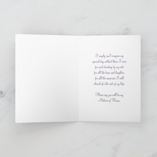 Paarse neef Matron van de Honor Invitation Card (Binnen)