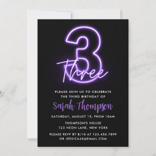 Paarse Neon 3rd Birthday Kaart
