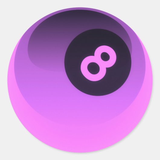 Paarse Neon 8 Ball Ronde Sticker (Voorkant)