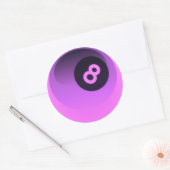 Paarse Neon 8 Ball Ronde Sticker (Envelop)