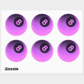 Paarse Neon 8 Ball Ronde Sticker (Vel)