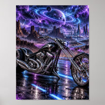 Paarse Neon Chopper Poster
