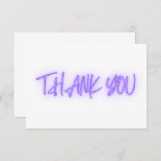 Paarse Neon Dank je wel, Trendy Bedankkaart (Voorkant / Achterkant)