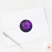 Paarse neon en rooksalon/technicus ronde sticker (Envelop)