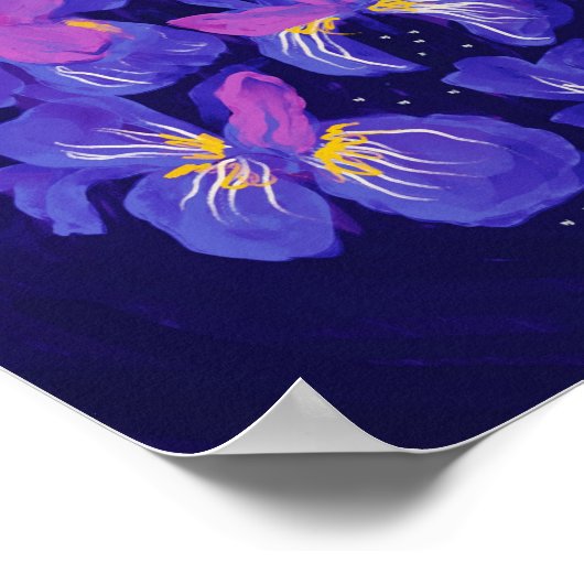 Paarse Neon Flowers 's nachts Poster (Hoek)