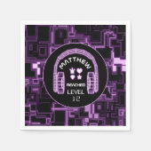 Paarse Neon Gaming Boy Gamer Kids Verjaardagsfeest Servet (Voorkant)