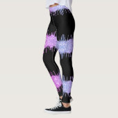 Paarse Neon Glitter Druppelt Zwarte Leggings (Links)