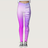 Paarse Neon Glitter Sparkly Drips Party Leggings (Voorkant)