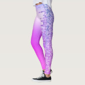 Paarse Neon Glitter Sparkly Drips Party Leggings (Links)