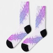 Paarse Neon Glitterdruppels Witte Sokken (Links)