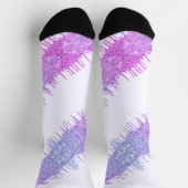 Paarse Neon Glitterdruppels Witte Sokken (Top)