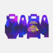 Paarse Neon Glow Girl's Bowling Verjaardagsfeestje Bedankdoosjes (Uitgevouwen)