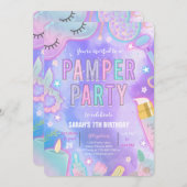 Paarse Neon Glow Pamper Spa Party Verjaardag Kaart (Voorkant / Achterkant)