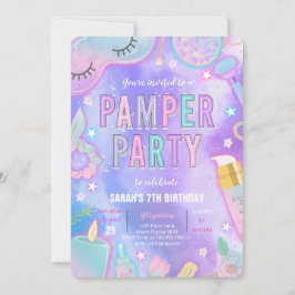 Paarse Neon Glow Pamper Spa Party Verjaardag Kaart