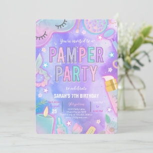 Paarse Neon Glow Pamper Spa Party Verjaardag Kaart
