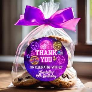 Paarse Neon Glow Retro Schattigee Lachgezichten Da Ronde Sticker