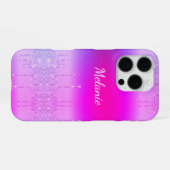 Paarse Neon iPhone Case Gepersonaliseerde Jouw naa iPhone Hoesje (Achterkant horizontaal)