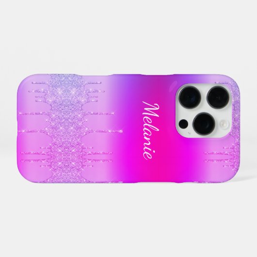 Paarse Neon iPhone Case Gepersonaliseerde Jouw naa iPhone Hoesje (Achterkant horizontaal)
