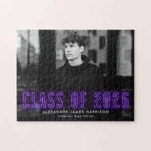 Paarse Neon Klasse van 2025 Afstuderen Foto Legpuzzel