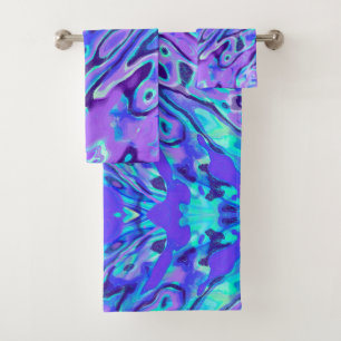 Paarse neon marmer textuur abstract vloeibare verf bad handdoek