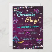 Paarse Neon Modern kerstfeest Kaart (Voorkant)