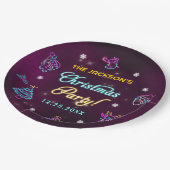 Paarse Neon Modern kerstfeest Papieren Bordje (Gekanteld)