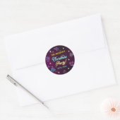 Paarse Neon Modern kerstfeest Ronde Sticker (Envelop)