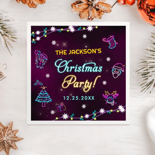 Paarse Neon Modern kerstfeest Servet