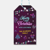 Paarse Neon Moderne Kerstvakantie Feest Cadeaulabel (Achterkant)