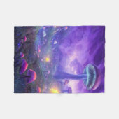 Paarse Neon Paddenstoelen Fleece Deken (Voorkant (Horizontaal))