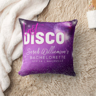 Paarse Neon Pink laatste Disco Bachelorette Kussen