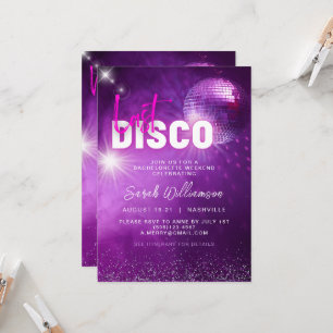 Paarse Neon Pink Laatste Disco Bachelorette Weeken Kaart