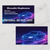 Paarse Neon Rijdende Lyft Uber Driver Rideshare Visitekaartje (Voorkant / Achterkant)