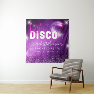 Paarse Neon Roze Laatste Disco Meidenavakantie Wandkleed