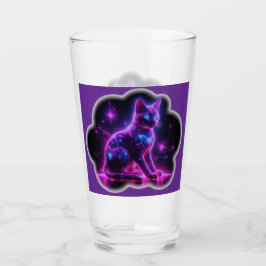 Paarse Neon Siamese Kat Met Blauwe Ogen & Steruitb Glas