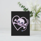 Paarse Neon Skull Briefkaart (Staand voorkant)