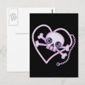 Paarse Neon Skull Briefkaart (Voorkant / Achterkant)