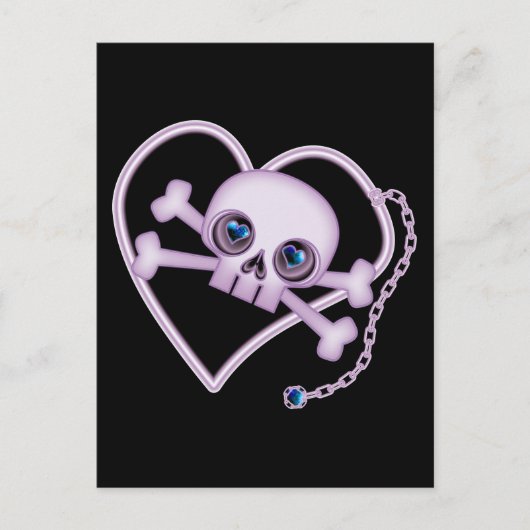 Paarse Neon Skull Briefkaart (Voorkant)