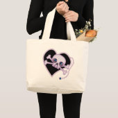 Paarse Neon Skull Grote Tote Bag (Voorkant (product))