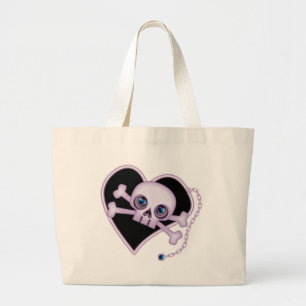 Paarse Neon Skull Grote Tote Bag