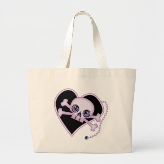 Paarse Neon Skull Grote Tote Bag (Voorkant)