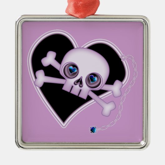 Paarse Neon Skull Metalen Ornament (Voorkant)